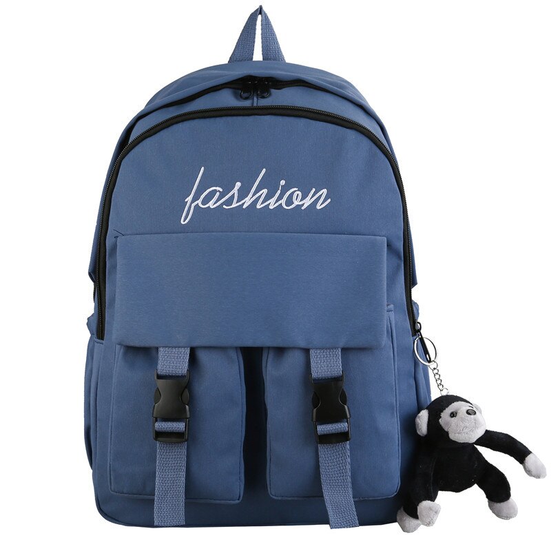 Mochila escolar para chica adolescente, bolso de libro de nailon azul, mochila para estudiantes, a la , novedad de: Azul