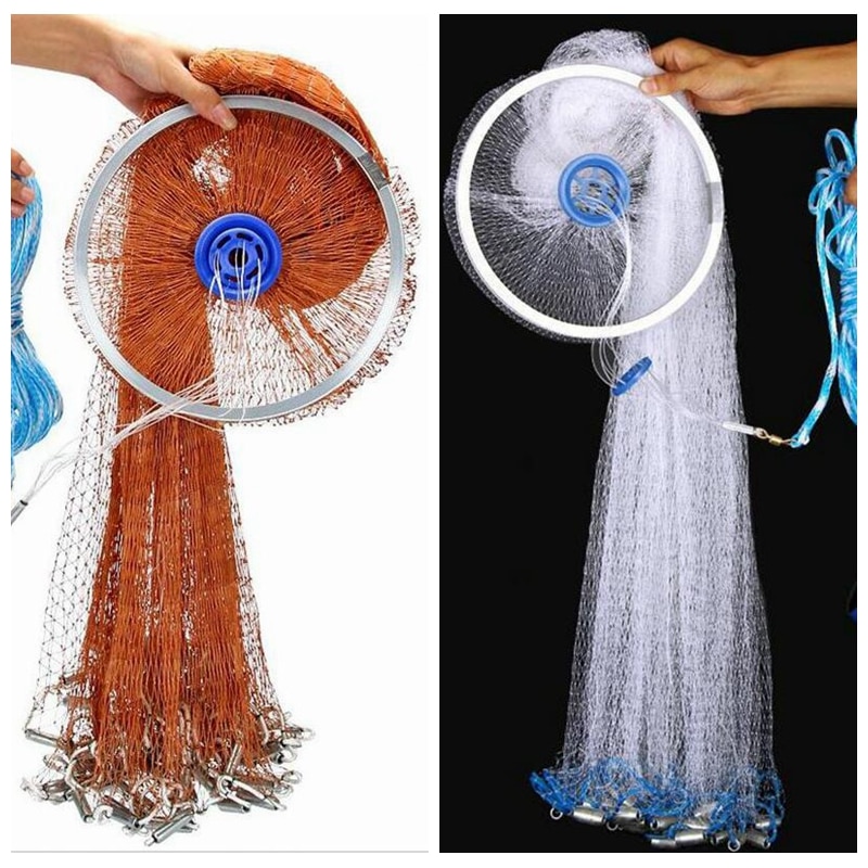 Finefish Easy Cast Nets Steel Sinker Catch Fishing Net With Ring Small Mesh Fly Hand Throw Gillnet