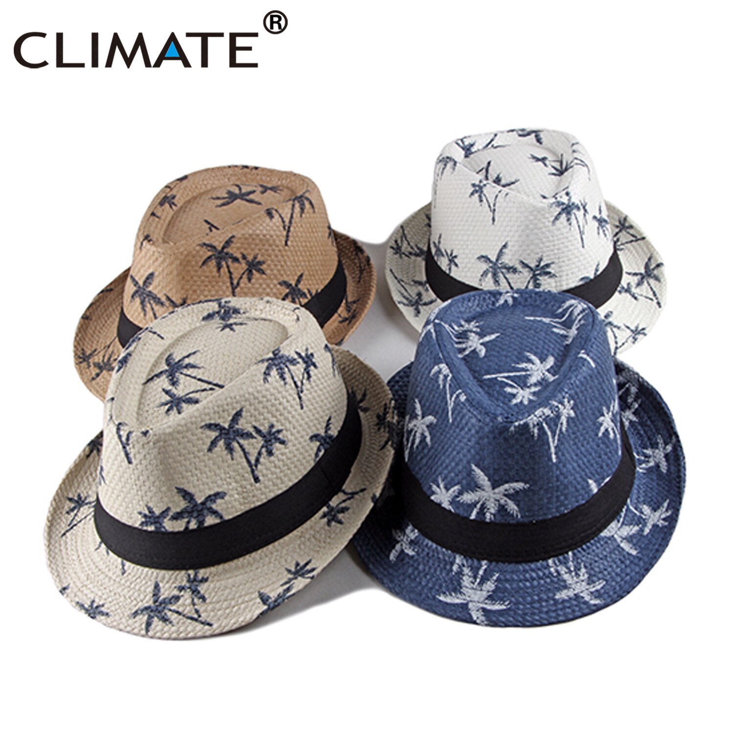 CLIMATE Cool Straw Hat Seaside Beach Cool Coconut Hat Vacation Trip Fedora Panama Straw Hat Paper Retro Fedora Hat Cap