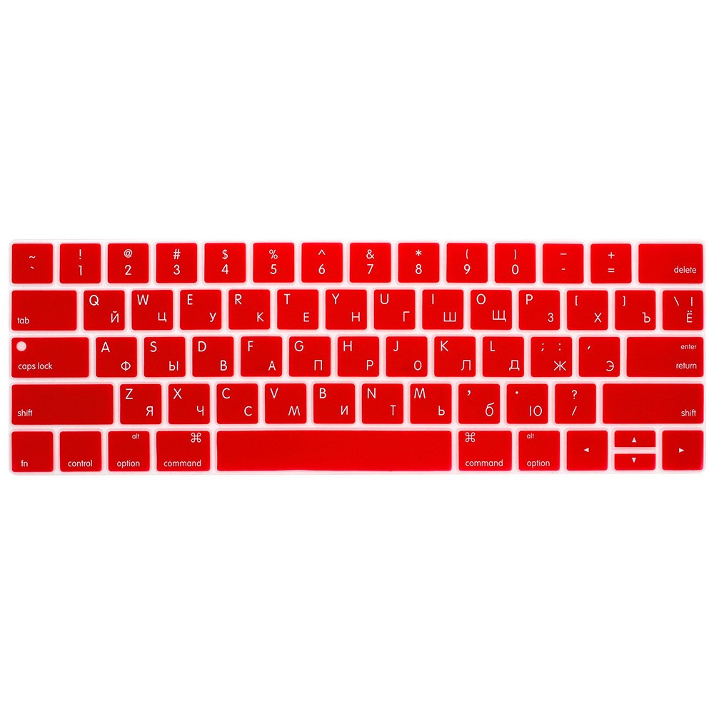 Cubierta de teclado ruso para Mac Book, 13, 15 pulgadas, con barra táctil, A1706, A1707, A1989, 1990, cubierta para teclado de portátil, película de teclado a Color: Rojo