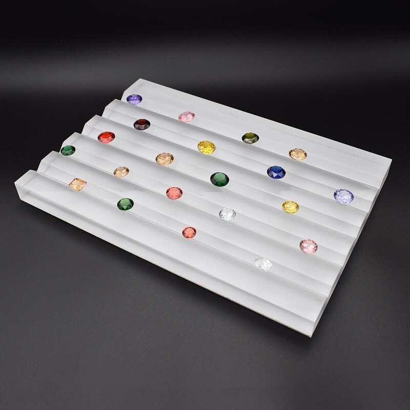 Akryl perle displaybakke ædelstensholder løs diamant vitrinesmykke smykker perler står sten arrangør pladekasser