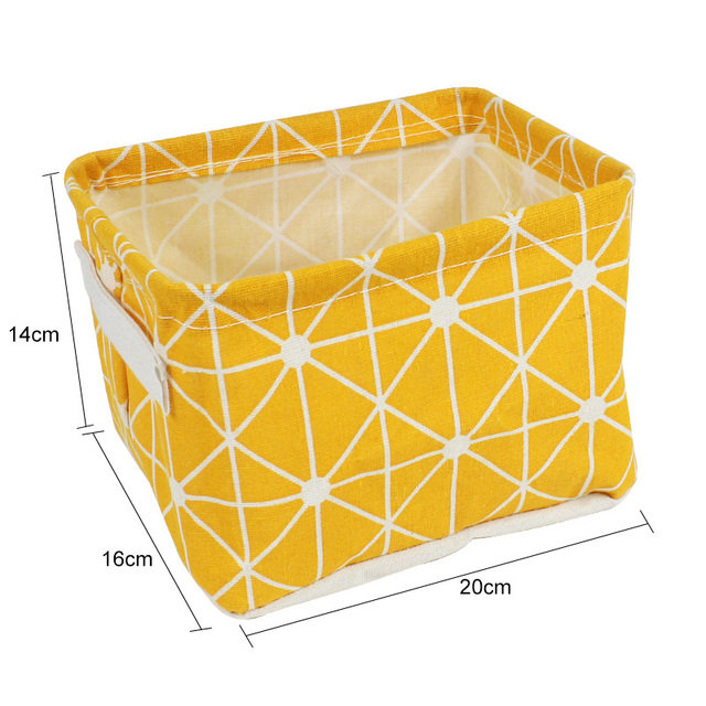 Underware Storage Organizer Office Stationery Linen Desktop Storage Box Waterproof Toy Sundries Storage Basket Cosmetic: WHITE