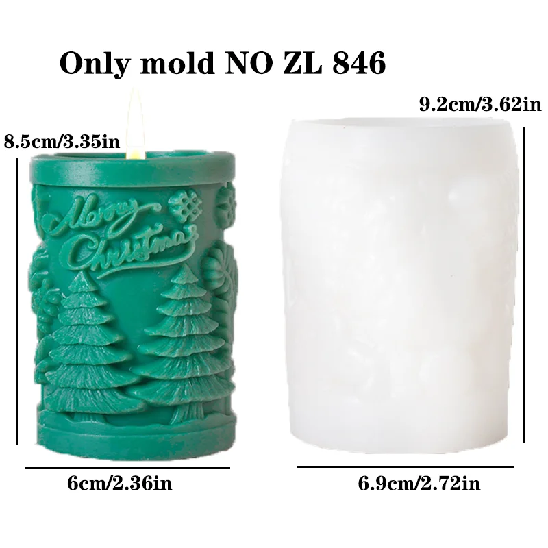 Stampo in silicone per candela cilindrica in rilievo di Babbo Natale, zucchero a bastone, stampi in gesso in resina cilindrica in rilievo di Babbo Natale, regalo di Natale: Kaki scuro