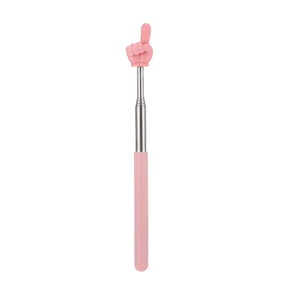 Palo de dedo de lectura telescópico, palo de comando de látigo, clic para leer, material didáctico, herramienta de aula para profesores, puntero, palo de dedo: Rosa