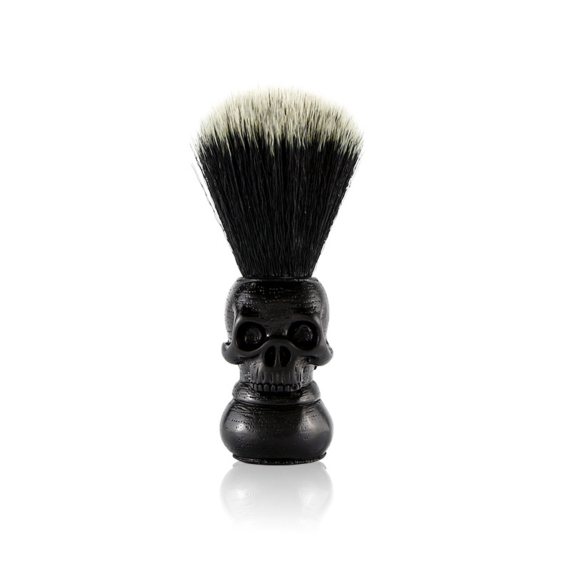Cepillo de barba de calavera para peluquero, cuidado de la barba, limpieza, cepillo de afeitar para hombres, cerdas de jabalí suaves, cepillo de afeitar para bigote, accesorios de barbería: Gris claro