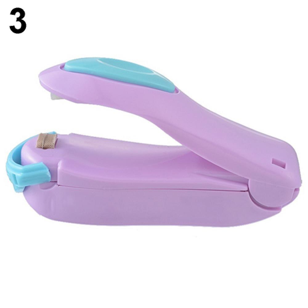 1 Pcs Mini Bag Sealer Kitchen Tools Magic Cute Heat Sealing Machine Impulse Sealer Seal Packing Sealer Plastic Bag bag clips: Purple