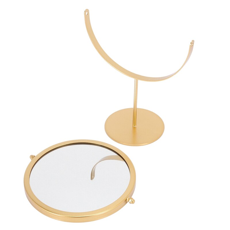 Standing Portable Metal Makeup Mirror Round Shape Desktop Vanity Mirror