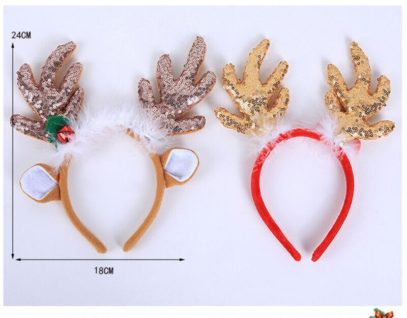Paillettes or noël bandeau bois blanc plume nouvel an cheveux fermoir pour enfants accessoire cheveux pour femme bandeaux de noël