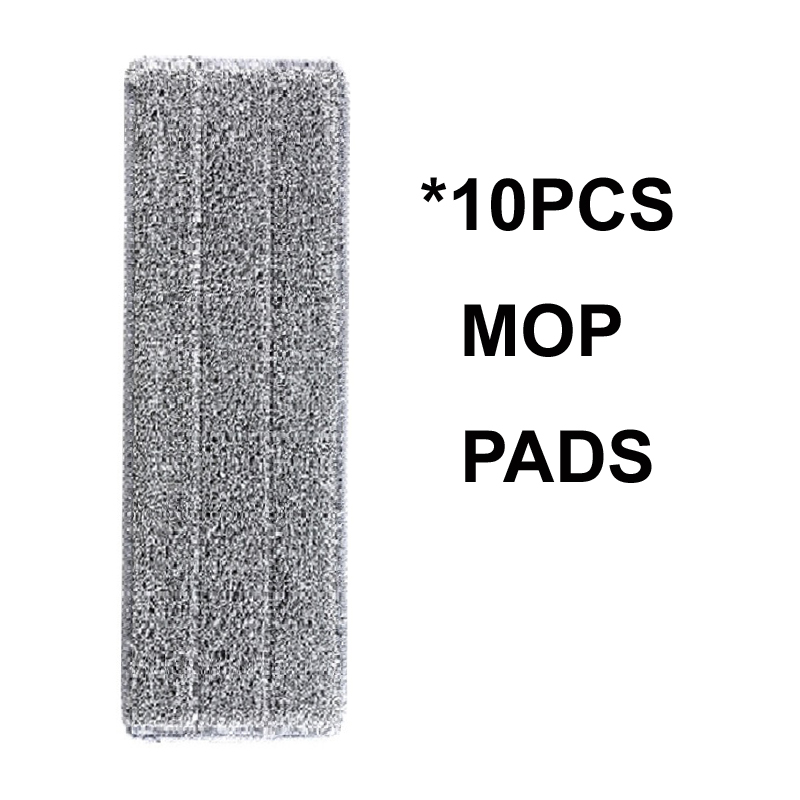 Klem flad moppe håndfri vridning af gulv rengøring moppe mikrofiber moppepuder moppespand med vrider 360 ° drejeligt hoved genanvendeligt: Kun 10 stk moppepuder