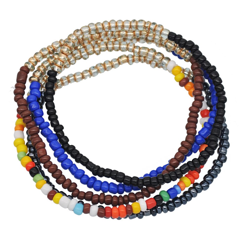 Hangzhi 3 stk / sæt bohemia barokke perler søstjerner farverige flerlags beaded armbånd til kvinder smykker: D