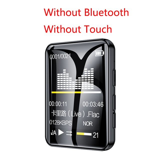 Reproductor MP4 con Bluetooth, pantalla completamente táctil, Walkman BT, reproductor de música, lectura novedosa, E-book, reproductor de vídeo Mp3 con auriculares: No BT No Touch / 4 GB