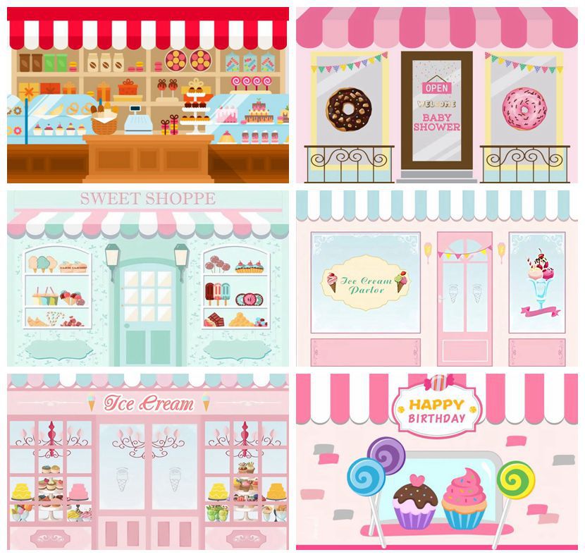 Cute Pink Cake Store Backdrop Photography Background Photo Booth Studio Decor