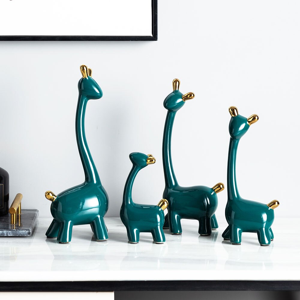 Heminredning keramik djur modell prydnad ko och rådjur staty skulptur prydnad skulptur modern konst nordisk inredning hem