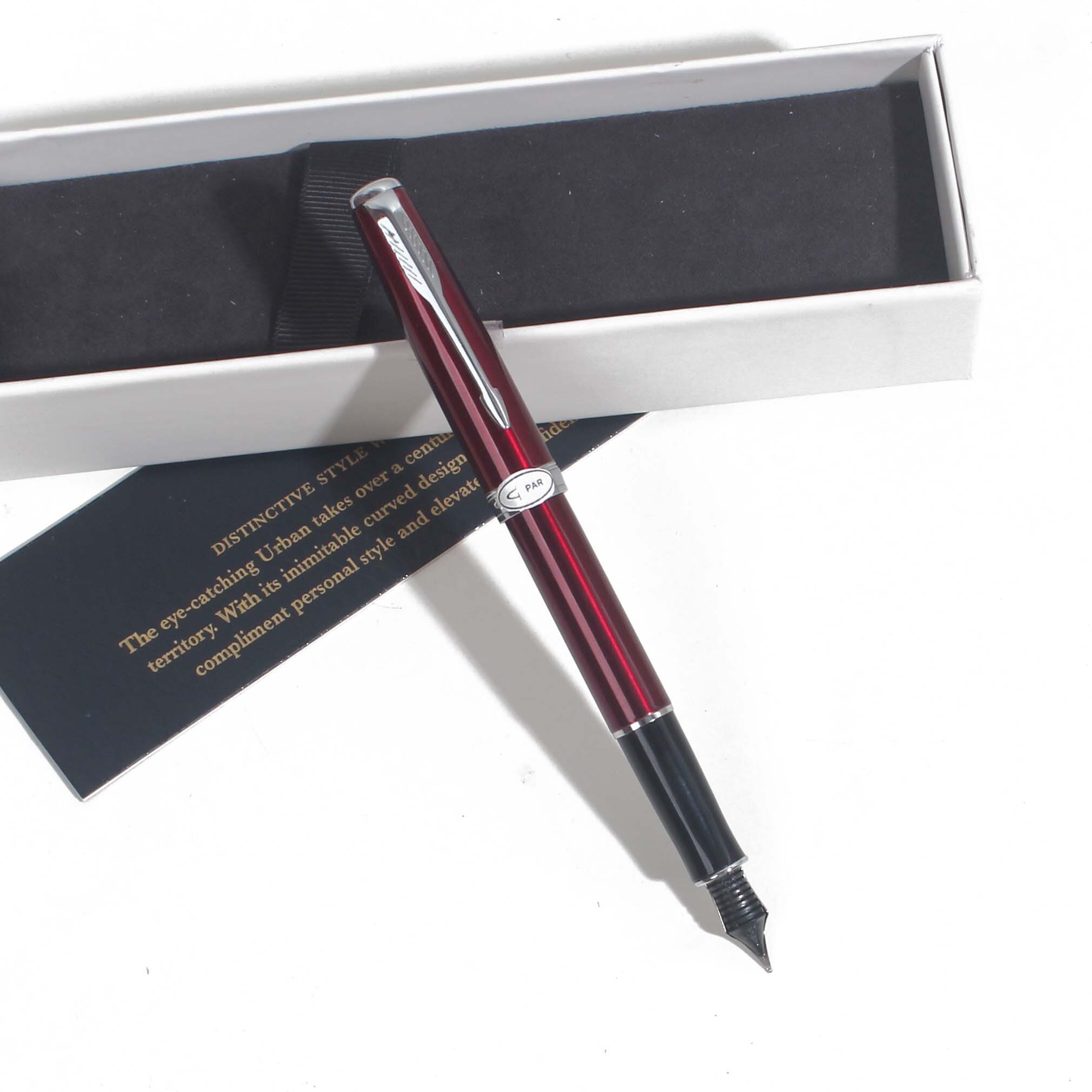Sonneting Fountain pen metal office school pen Classic gold black gold clip pen with box black pen: RedSilver WithBox