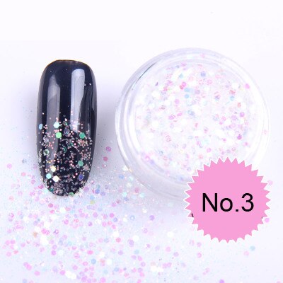 1x Topf 2g Bling funkeln Pulver Staub Nagel Kunst Pailletten 3D Regenbogen Klare Hexagon Scheibe DIY Charme Nagel Kunst Dekor Manikübetreffend HHF: HHF03