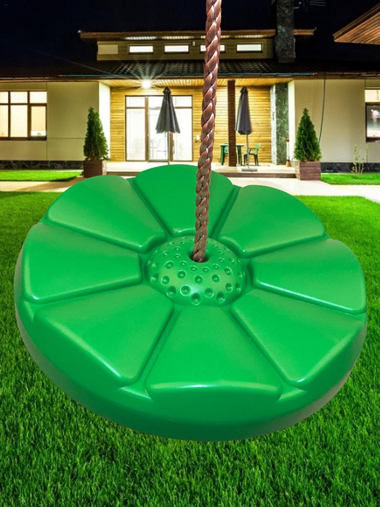 Boom Disc Swing Ronde Zetel Schommel Voor Kinderen Met Verstelbare Touw Karabijnhaak Groen Lotusblad Bloemblaadjes Vorm Outdoor Indoor Klimmen S