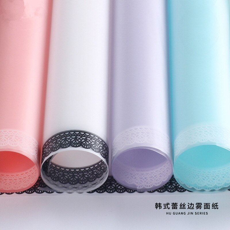 20 Pcs Waterdichte Bloemen Inpakpapier Lace Border Plastic Wrapping Film Bloemist Levert Koreaanse Boeket Bloem Papier