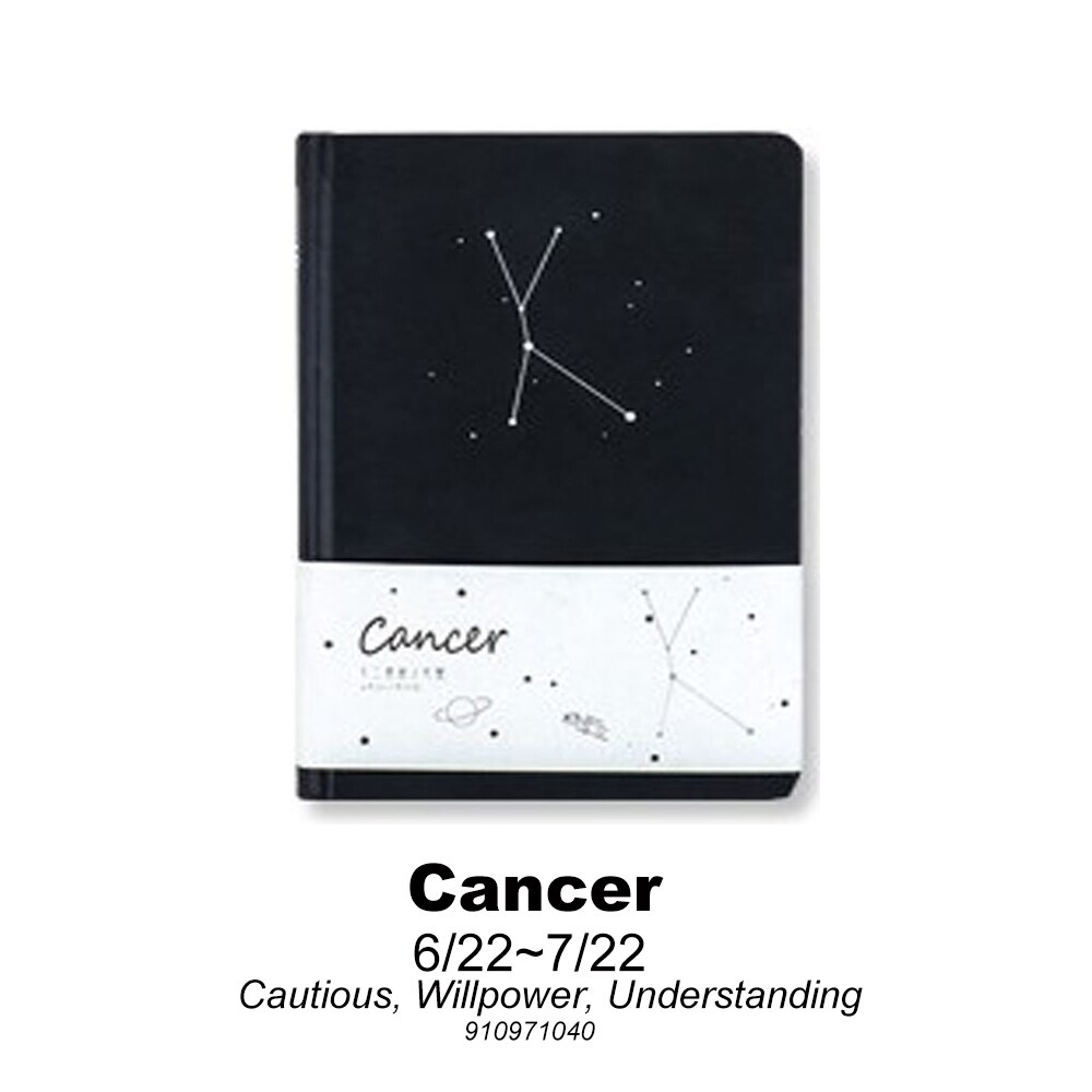 Simple Twelve Constellation A5 study Notebook Art Student Classroom Notepad Black Inner Core Dot Matrix Blank Lattice Book: Cancer