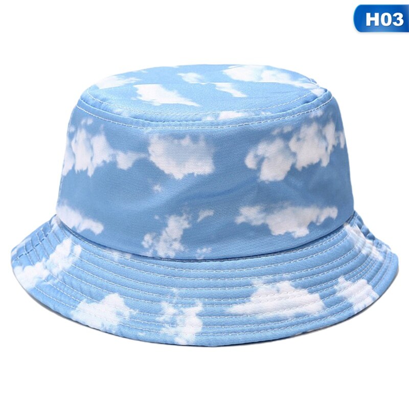 Slipsfarvestof, sommerfugl, ild, sky, dragon print fiskerhat fiskerhat til mænd og kvinder udendørs fritid spand hat: H03