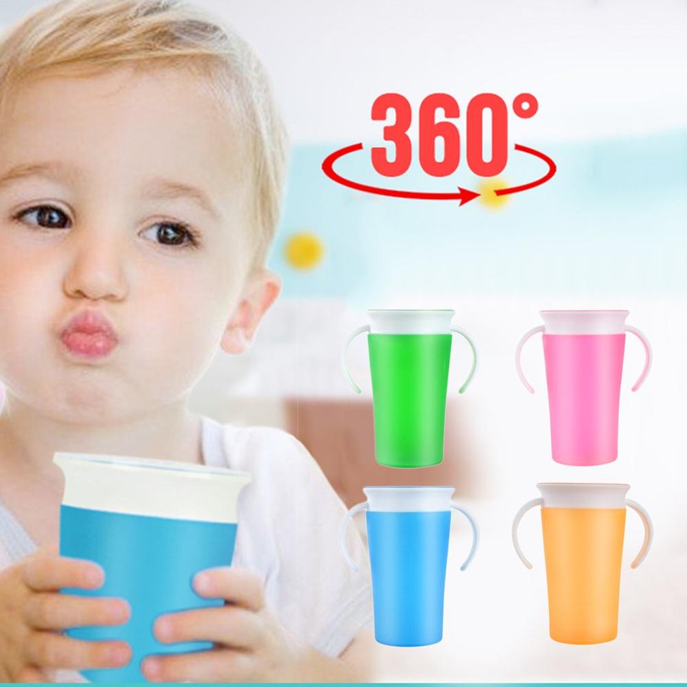 360 grad Gedreht Baby Lernen Trinken Ablauf Tasse freundlicher Wasser Fütterung Tassen Flasche mit Doppel Griff kippen Deckel Leck Beweis magie Tasse