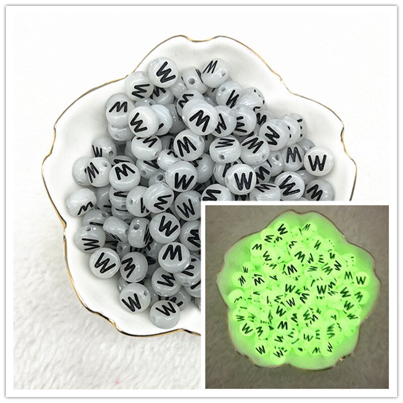100 Uds. Cuentas luminosas de A-Z de 7x4mm, cuentas con letras, cuentas espaciadas acrílicas para fabricación de joyería, pulsera de dijes DIY: Amarillo limón