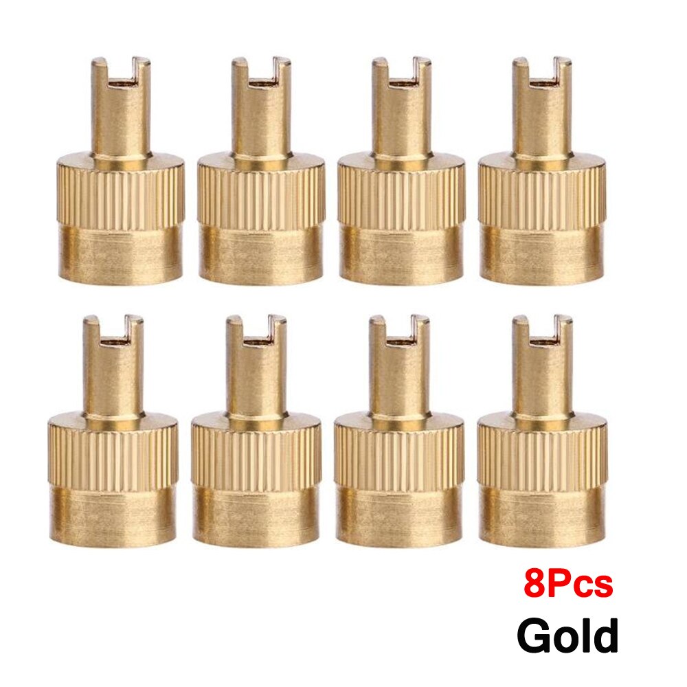 AUTCOAT 4/8Pcs Cuivre Fendue Fente Bouchon de Valve Avec Retrait de Noyau de Valve, Valve De Pneu D&#39;air Cache-Poussière Bouchon de Potence: C0654-Gold-8Pcs