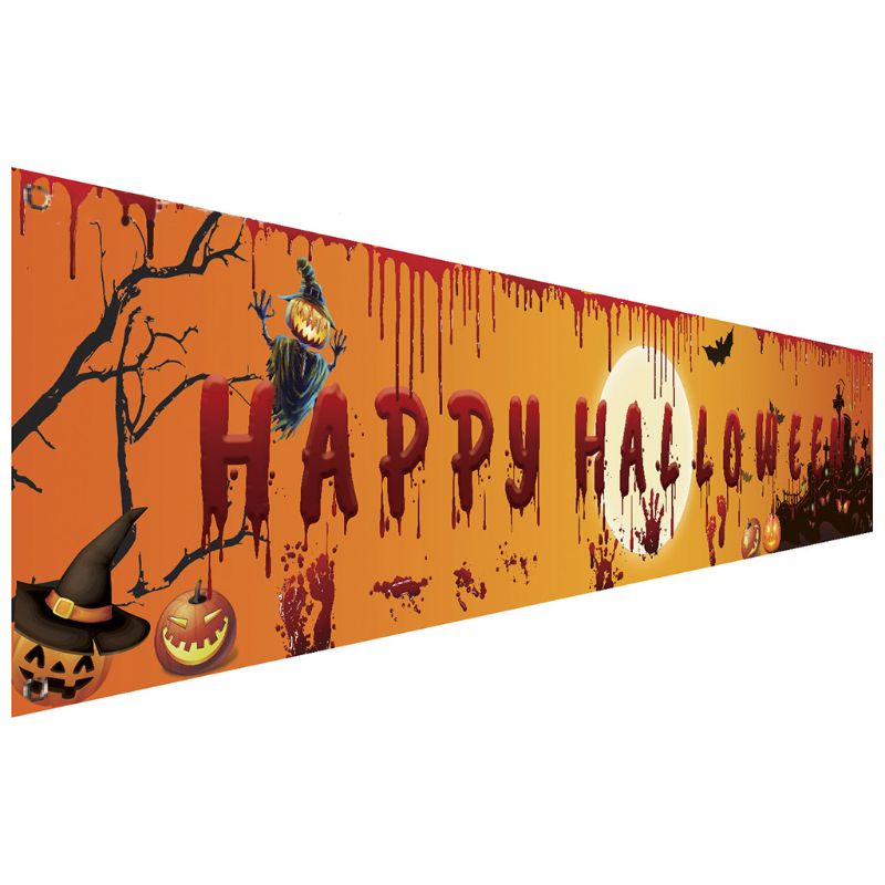 Outdoor Halloween Banner Pull Flag Decorations Celebrate Foldable Hanging Decor Porch Background Signs Party Supplies: 02