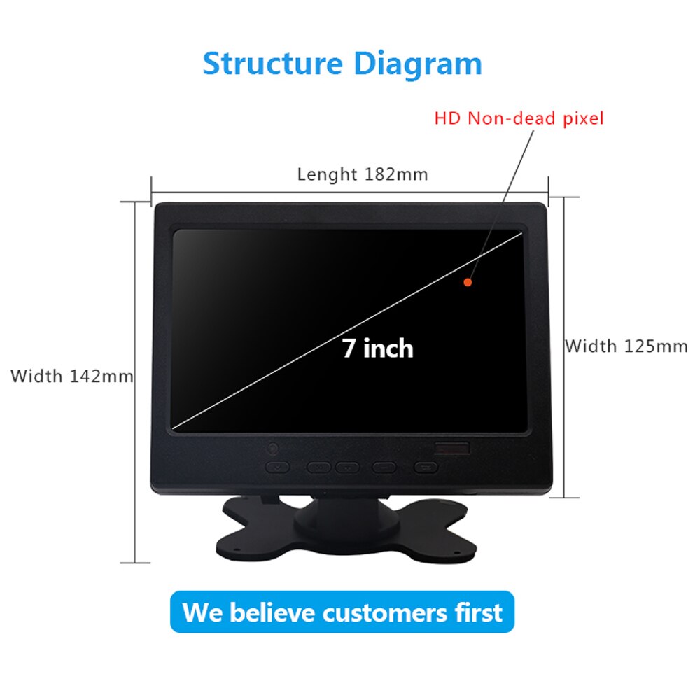 7 inch Portable Touch Screen Monitor 1024x600 Resolution HD Display TFT LCD CCTV Computer Monitor VGA HDMI AV Input