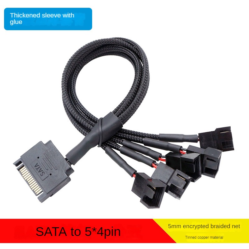 SATA Cooler Fan Adapter Cable，15 Pin SATA to 4 x 3 pin / 4 pin Fan Splitter Cable,15 Pin Male SATA to 3 Pin or 4 Pin Computer: green