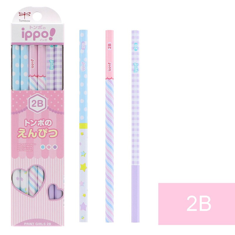 Tombow ipppo student pencils  hb 2b eenvoudige potloden kawaii houten kinderpotloden japanse schoolbenodigdheden: Mooie roze 2b