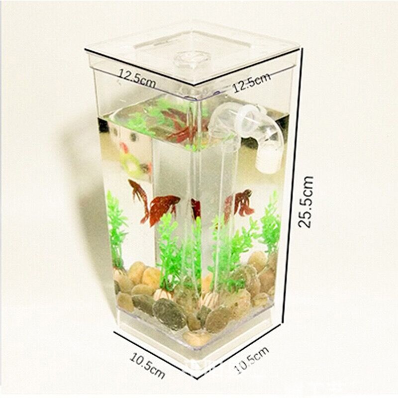 Lazy Mini Fish Tank Aquarium Small Goldfish Bowl Square Ecological Fishbowl Rransparen Turtle Tank Aquarium Supplies