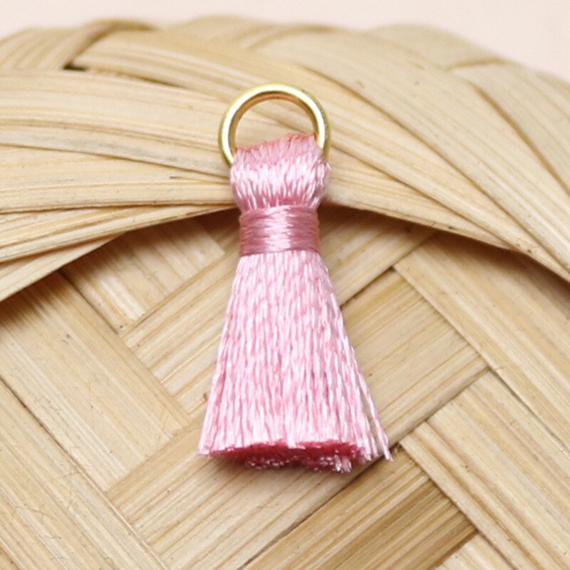Colgante de borlas de hilo de algodón de 2cm, accesorio de joyería, con adornos de flecos pequeños, para manualidades, DIY, 20 piezas: Rosa