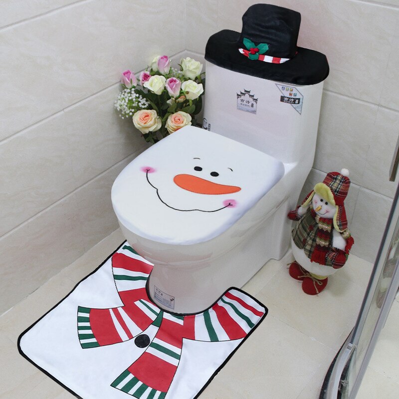 3 Stck Weihnachten Lieferungen Wc Dekoration Weihnachten Wc Badezimmer Dekoration Karikatur Wc Sitz Abdeckung Schlecht Zubehör: Schneemann 1einstellen