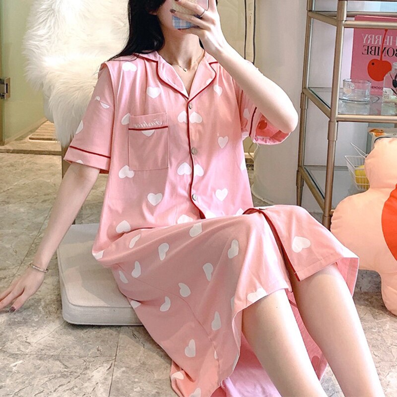 Cotton Cardigan Nursing Sleepwear Short Sleeve Striped Maternity Dresses Breastfeeding Pajamas Womens Loungewear Maternity Gowns