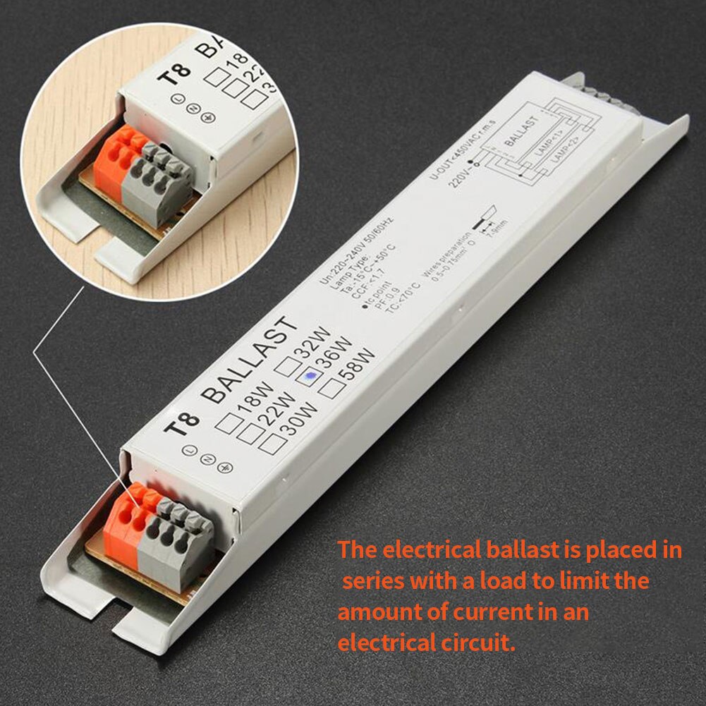 220-240V AC 2x18W 2x36W, Ballast électronique T8 à large tension, lampe fluorescente, Ballast d'énergie à démarrage instantané à large tension