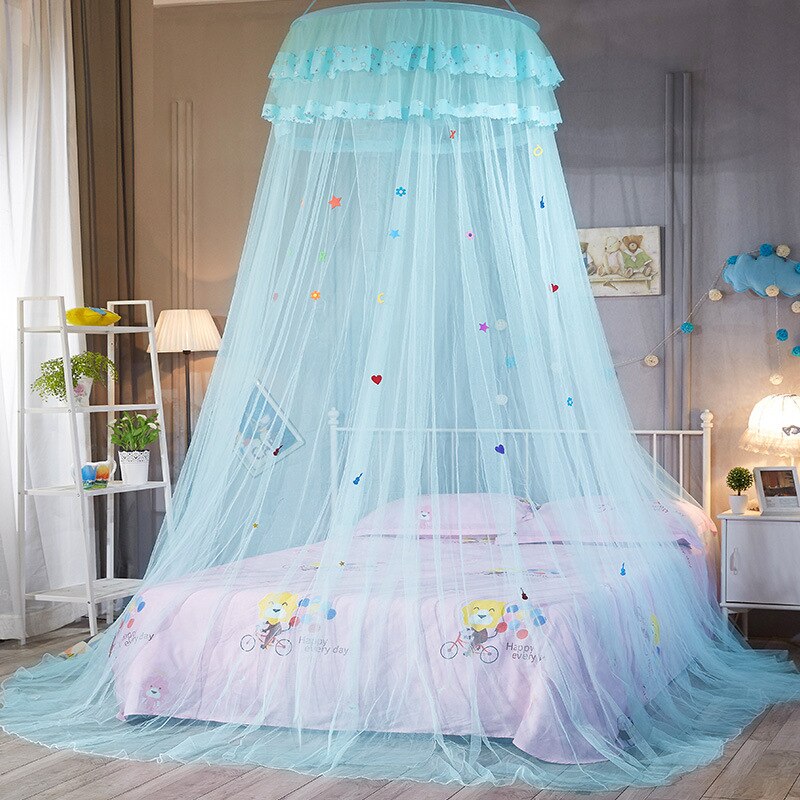 Baby soveværelse myggenet til at sove n kuppel loft pige værelse indretning baldakin prinsesse telt til børn baldakin på krybben: Blå