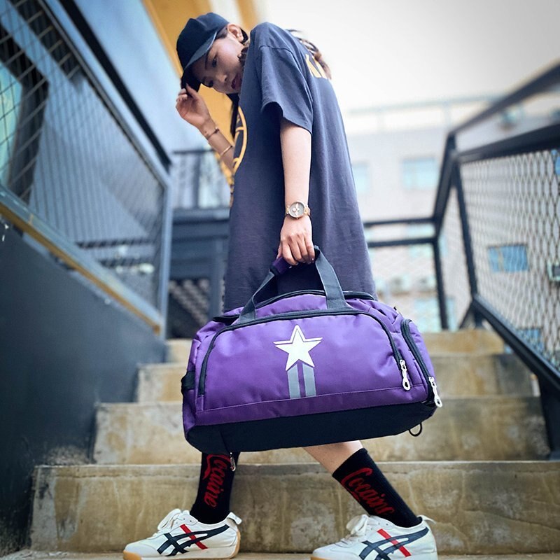 Pentagram Large-capacity Travel Bag,Nylon Bucket Bag,Business Bag,Fitness Bag,Waterproof Swimming Bag,45*23*23 Cm: purple