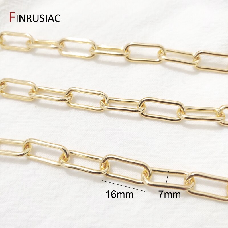 Carrete de cadena para manualidades de joyería DIY, , cadenas de Metal chapadas en oro de 14K para fabricación de joyas, pulseras hechas a mano, piezas de collares