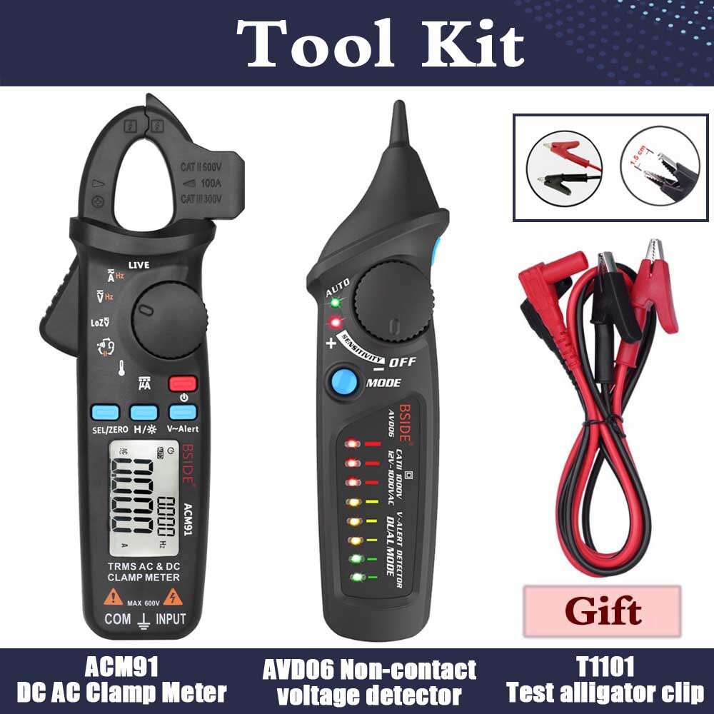 Mini Digital Clamp Meters BSIDE ACM Series True DC AC Current Voltage Ohm Temp Capacitance Hz NCV Tester Ammeter Multimeter