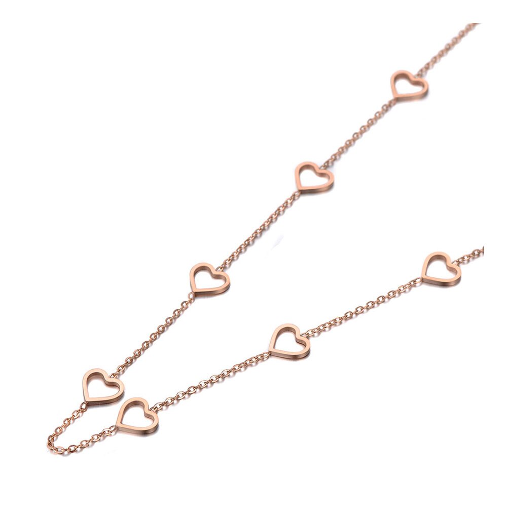Lokaer Trendy Titanium Stainless Steel CZ Crystal Love Heart Choker Necklaces For Women Girls Chic Charm Pendant Necklace N19202: Rose Gold