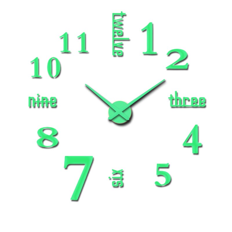 Divertenti orologi luminosi grande 3D fai da te specchio superficie arte orologio da parete adesivo Home Office Decor Wall Sticker creativo orologio da parete fai da te