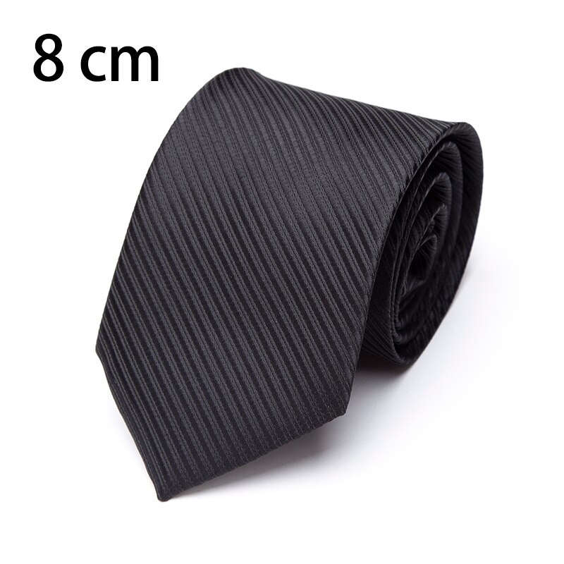 Corbata clásica negra para hombre, corbatas delgadas de 8cm, 7cm, 6cm, accesorios para corbatas, vestido Formal de de boda, sólidos informales, corbata: 8 cm stripe Black