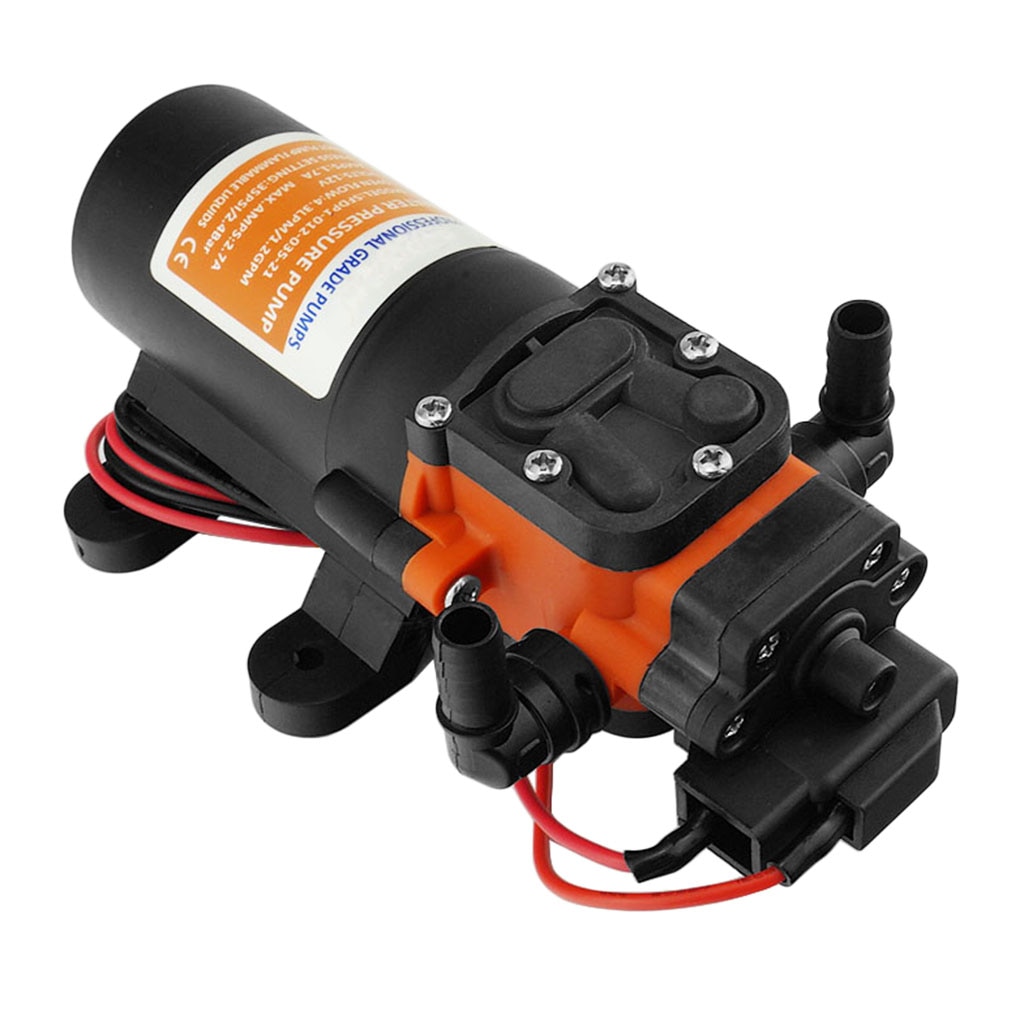 21-Series Diaphragm Water Pressure Pump 12V 1.2 GPM 35PSI Self-priming Water Pumps for RV Caravan Boat Industrial (Black)