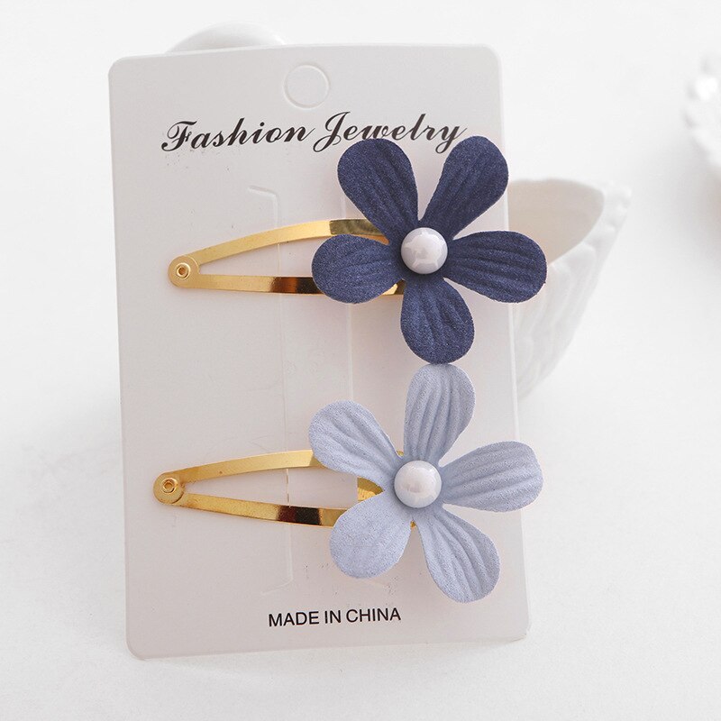 2 stk/ sett barn jenter perle blomst hårklipp jenter barn bb klips til hår hårspenne tegneserie søt hodeplagg: E -07