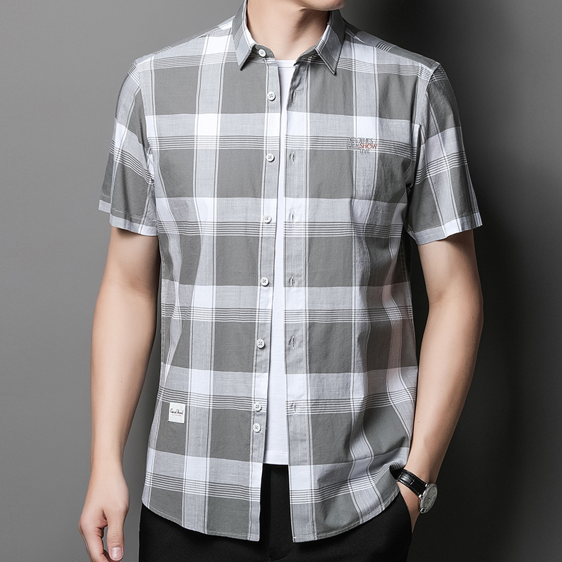Cotton Men's Thin Short Sleeve Shirts 2022 Summer Arrivals Men's Smart Casual Classic Plaid Button Up Shirt