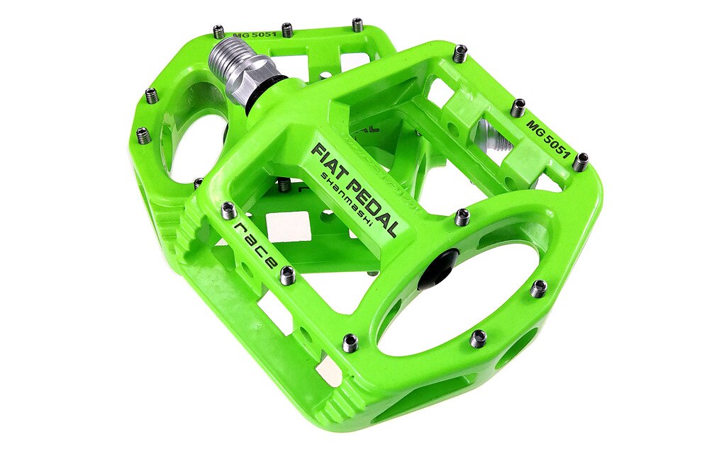 SHANMASHI-pedales de aleación de magnesio para bicicleta de carreras, pedales planos antideslizantes, ligeros, Peda, MG 5051, 2 piezas: green