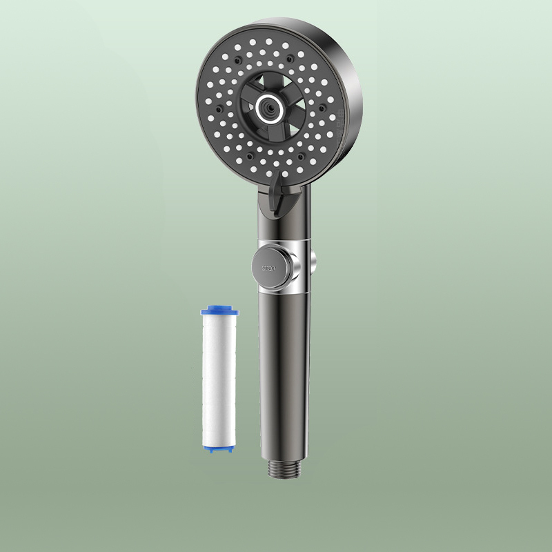 Household Super Shower Set Dechlorinating Light Luxury Booster Spray Shower Head High Pressure Bathroom Purifying Booster Spraye: Dark Grey