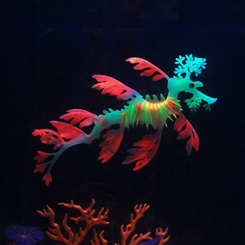 Aquarium Sea Dragon Glowing Artificial Silicone Fish Tank Decor Aquarium Decoration Ornament