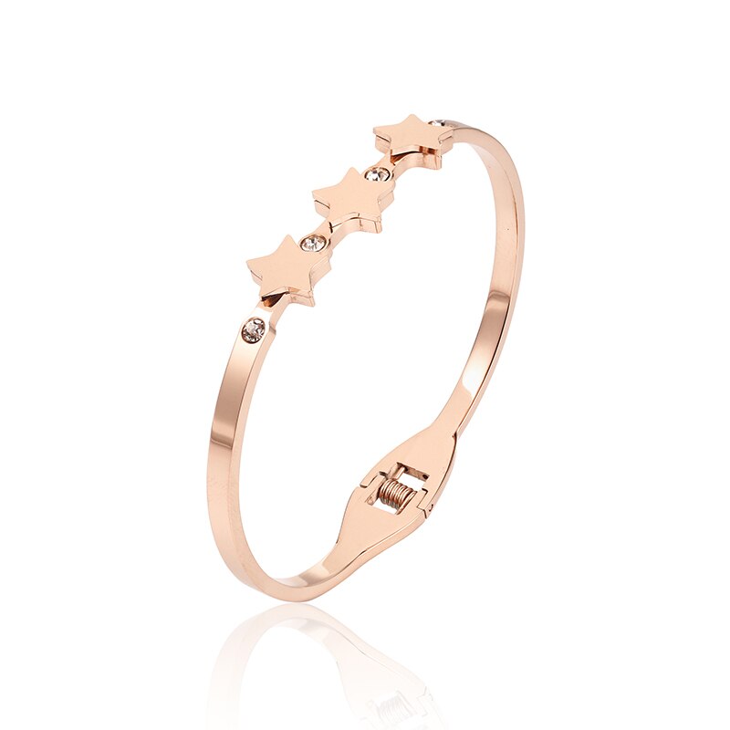 316 rustfrit stål rosa guld simpel fjeder armring nikkelfri stjerne armring til kvinder til ven elsker