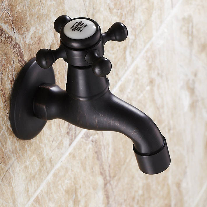 Garden water tap outdoor faucet brass single cold single handle wall mounted oil rubbed bronze: White